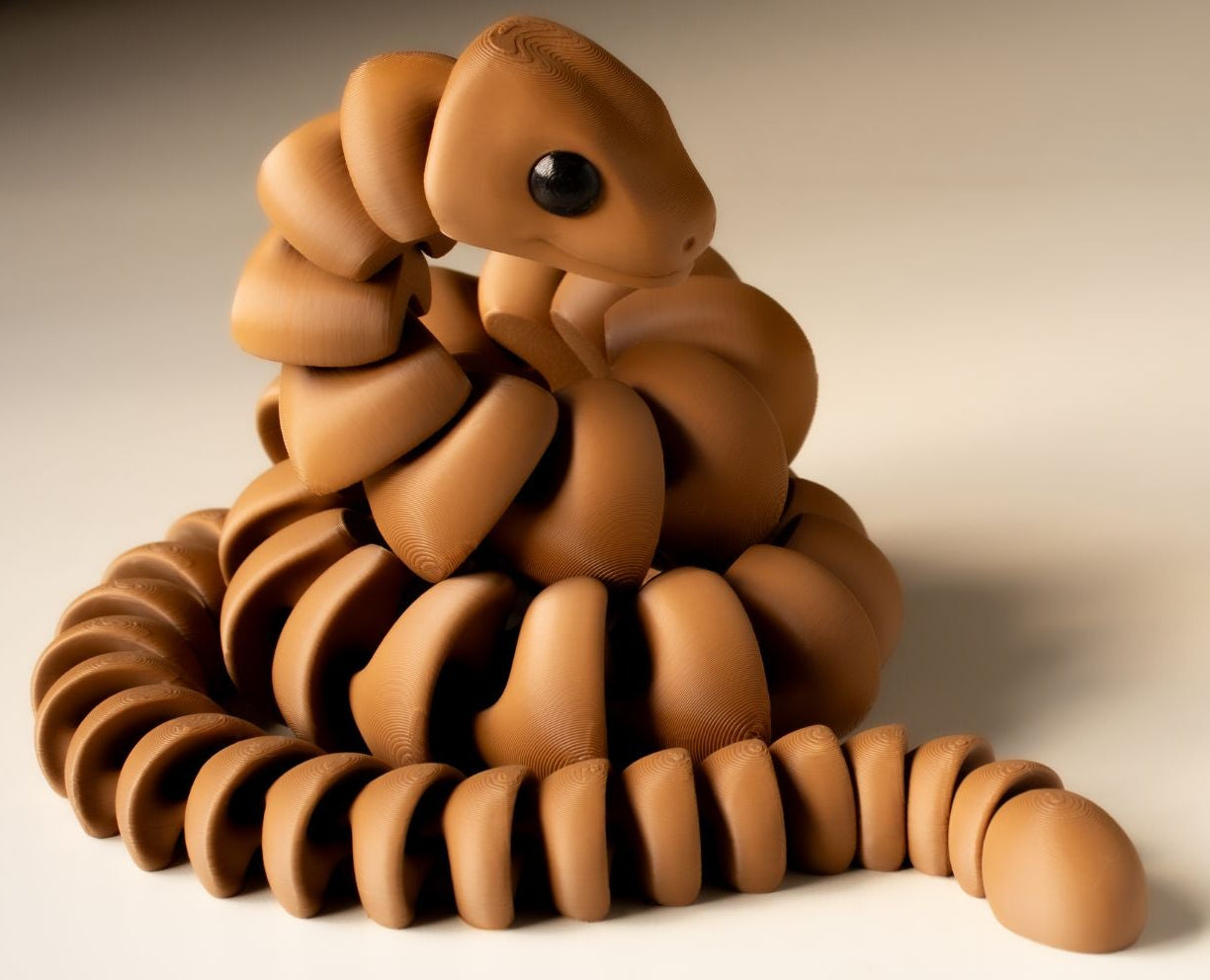Model of a coiled snake with 'ZOU SNAKE' text on a neutral background