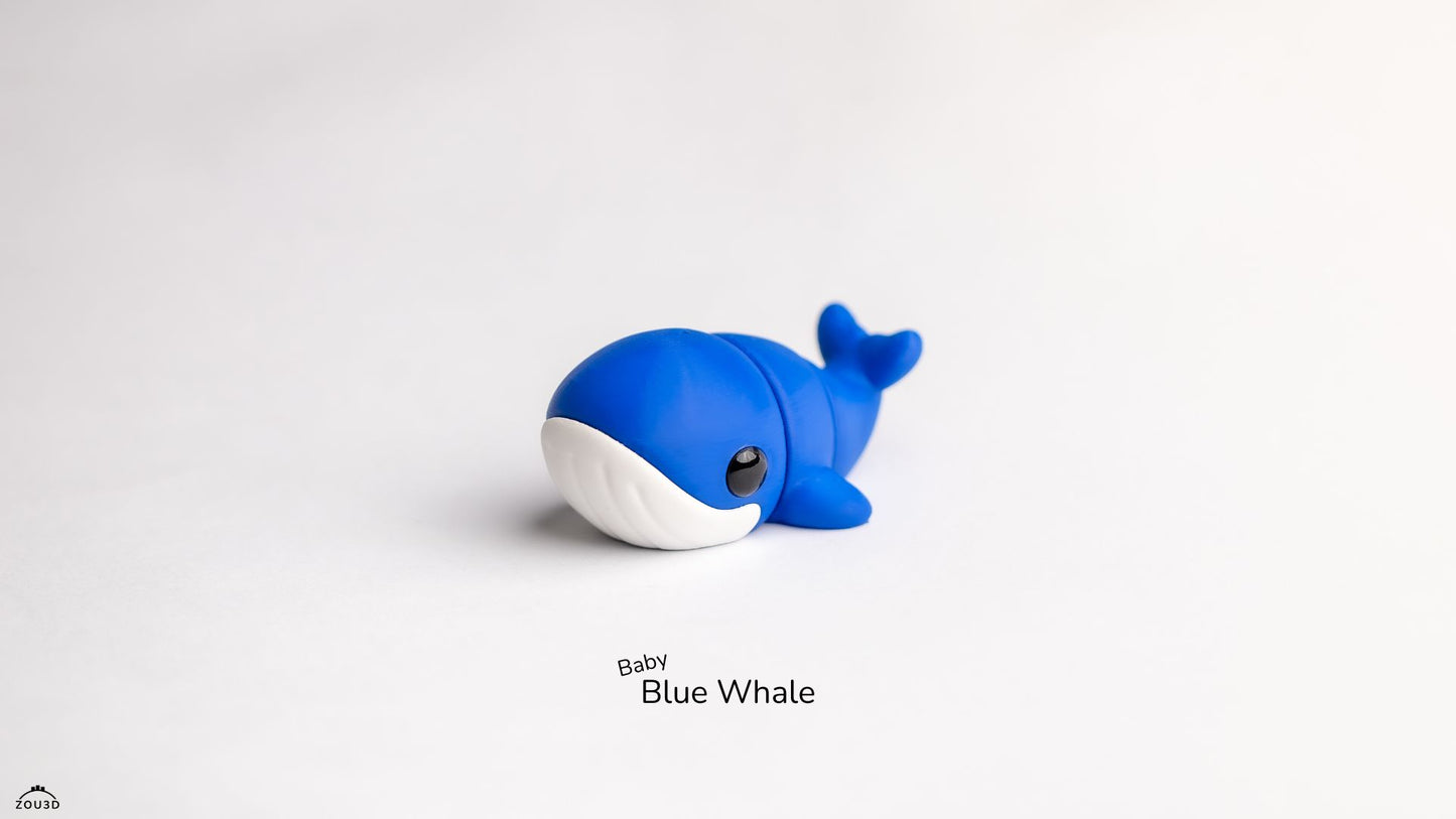 Blue whale toy on a white background