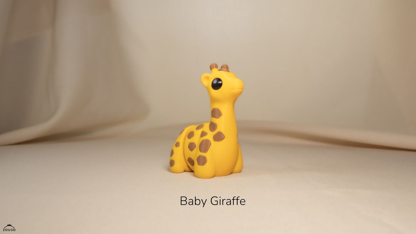 Yellow baby giraffe figurine on a beige background