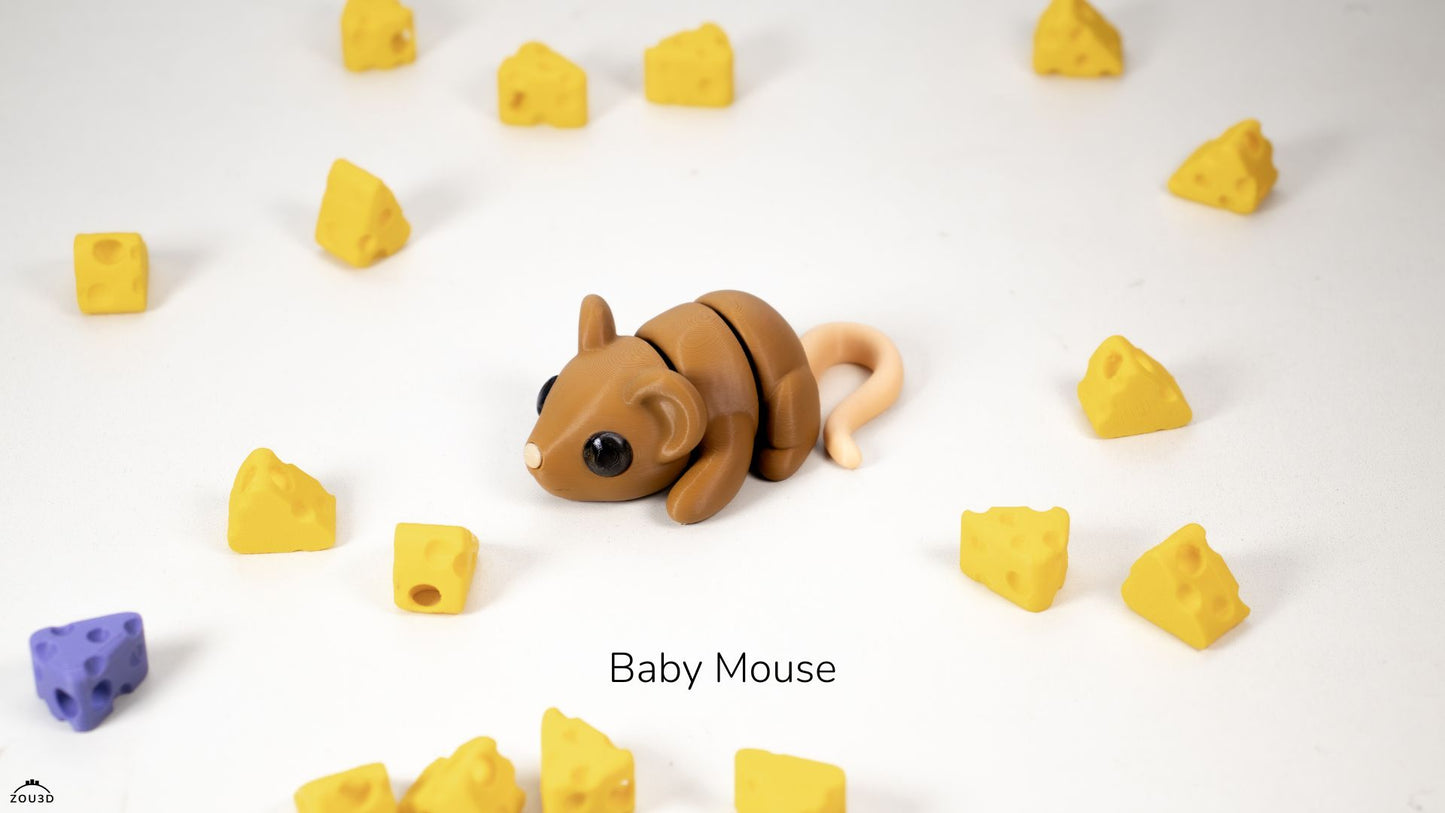 Toy mouse surrounded by yellow blocks on a white background