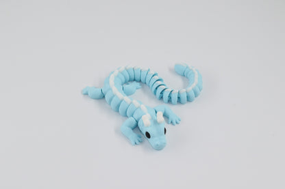 Long Blue Dragon with white spikes and horns