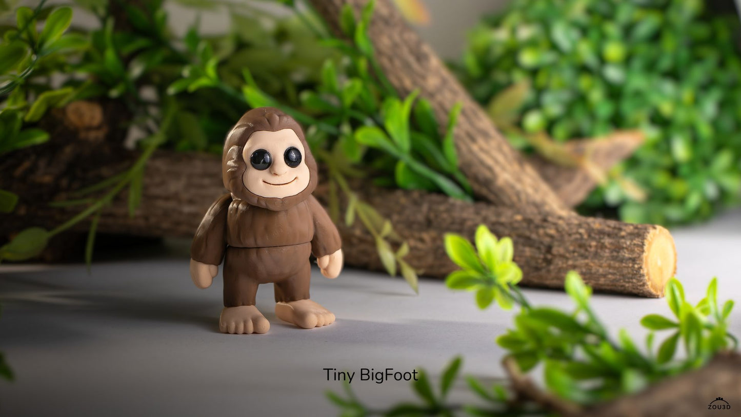 Small brown toy figure of a creature with a forest background