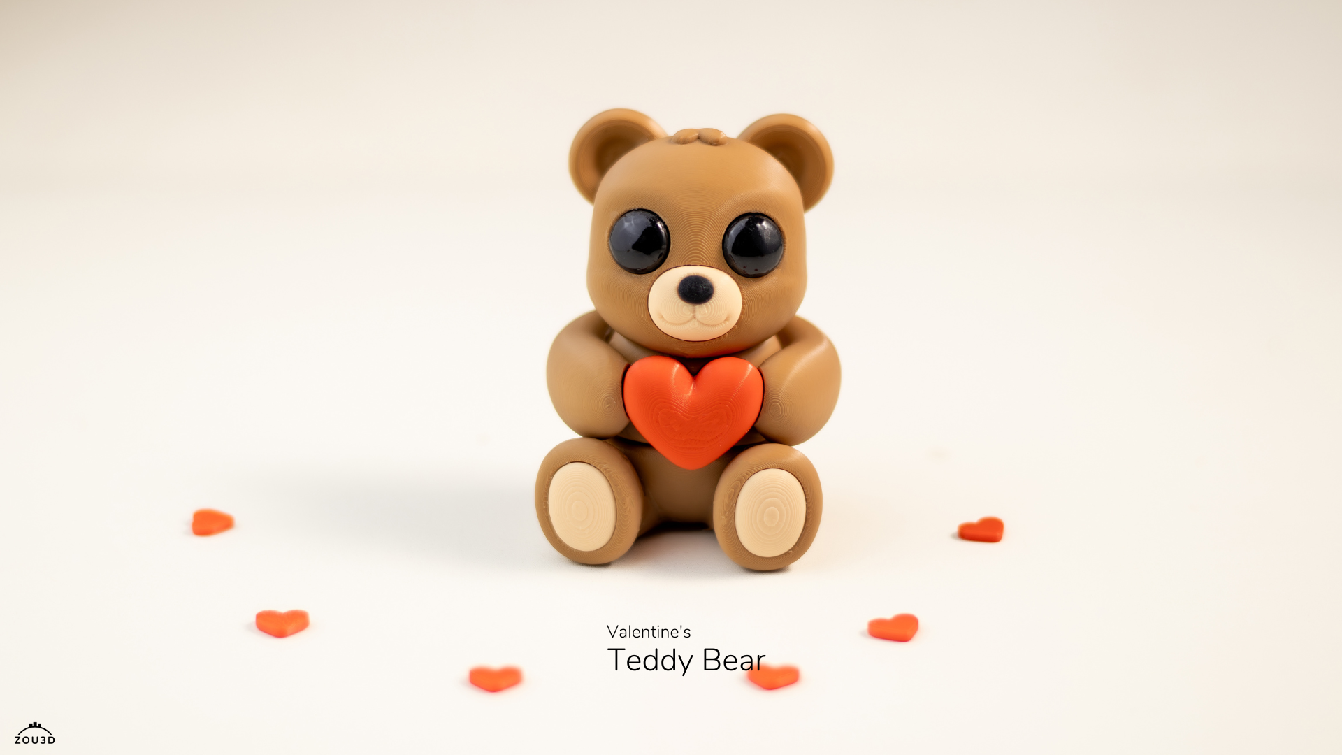 Teddy bear with an orange heart on a white background