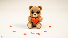 Teddy bear with an orange heart on a white background